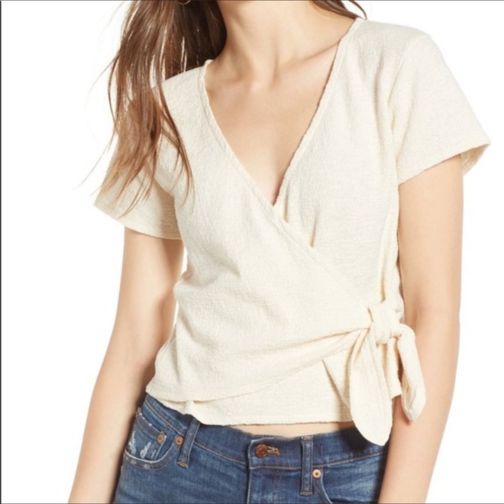 Madewell Cream Top with Front Knot